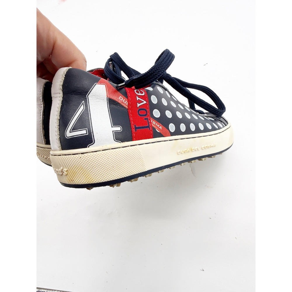 Duca del Cosma Esti Womens Golf Shoes Navy Blue Polka Dot Love Sneakers size 7 - Picture 8 of 15